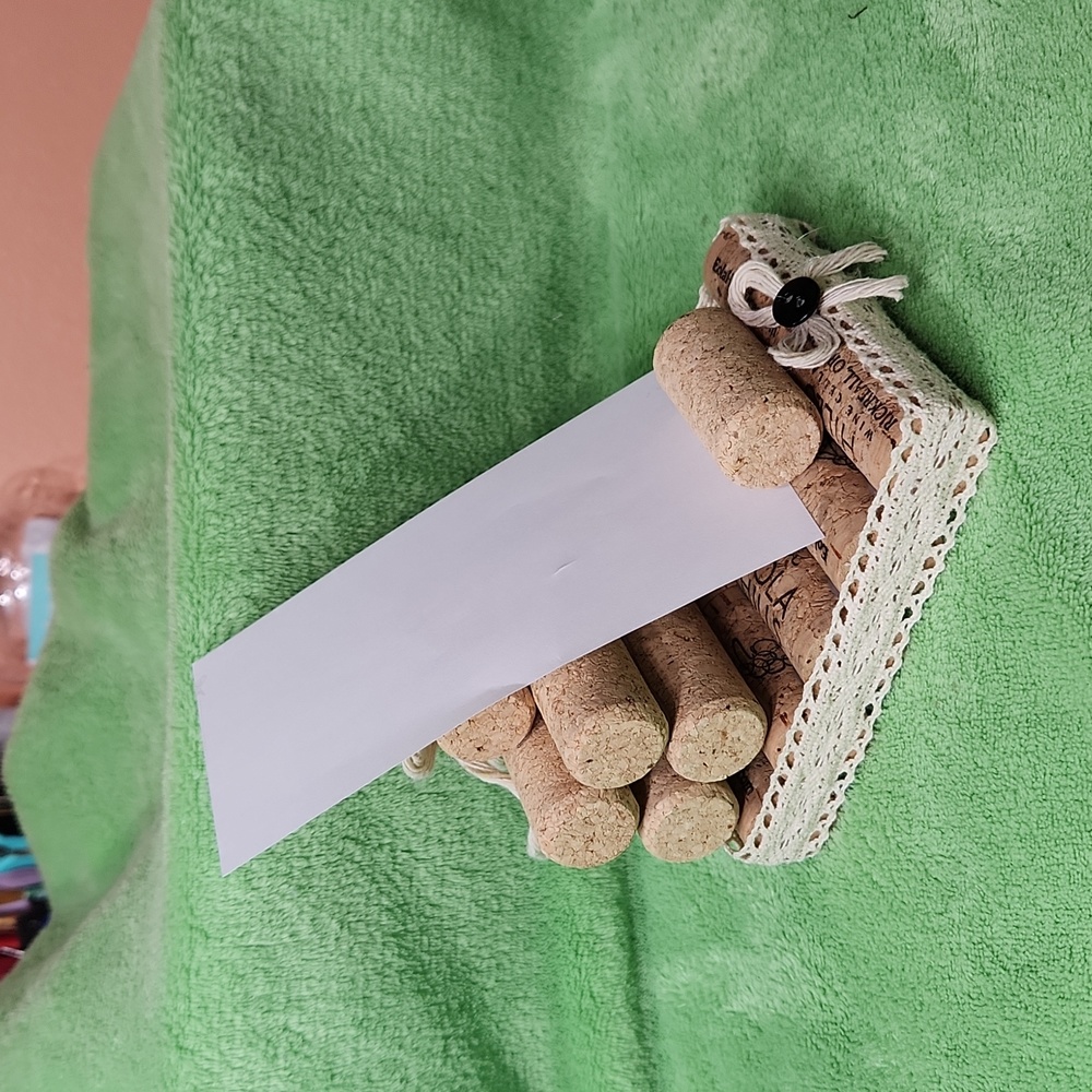 Handmade Farmhouse Eyelit Lace Floral Wine Corks Phone Stand